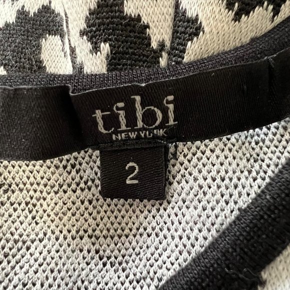 Tibi Womens Snow Leopard Knit Tank Dress Black White Sleeveless Sheath size 2 - Picture 9 of 13